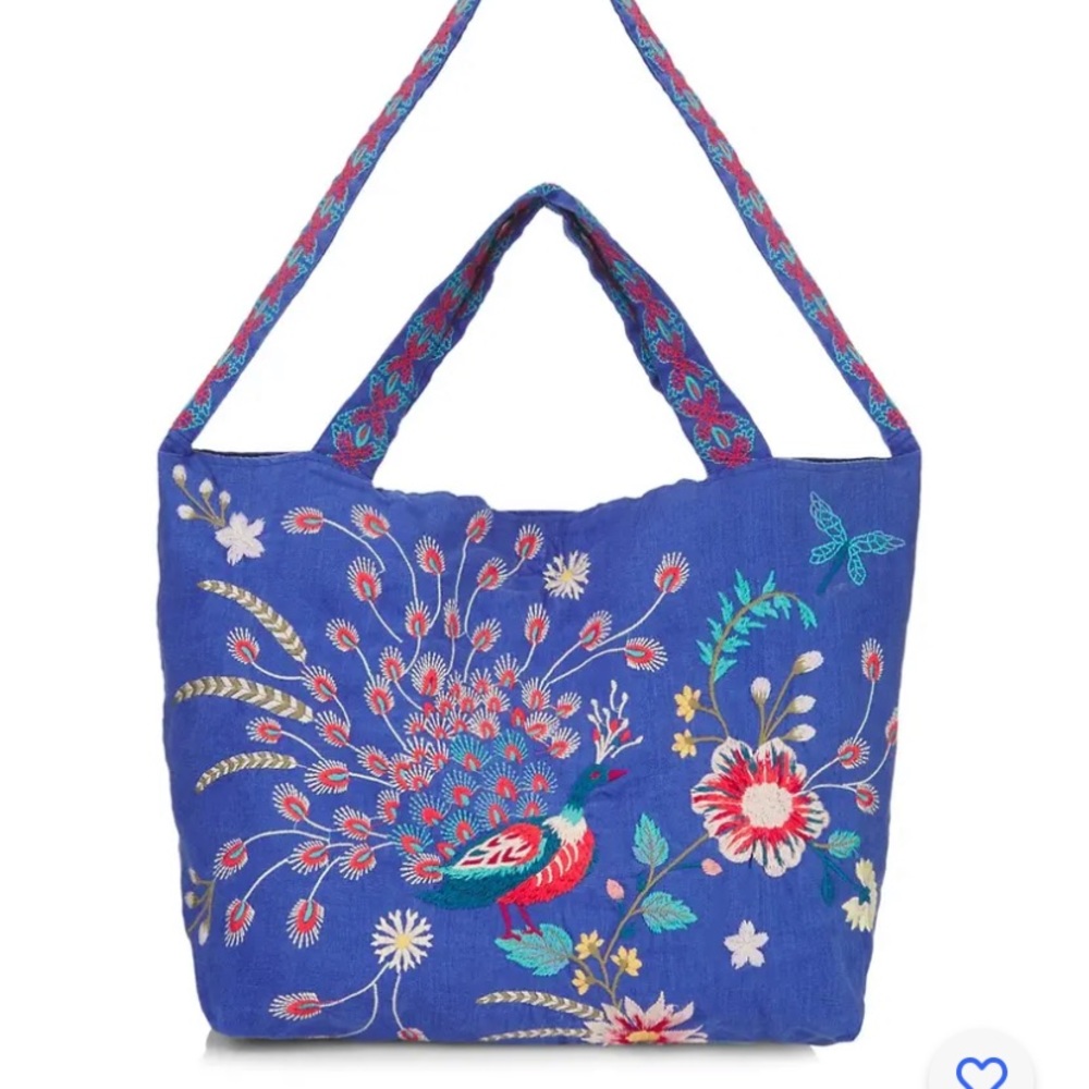 JOHNNY WAS Vibrant Blue Grace Linen Shoulder and Crossbody Tote Bag NWT
